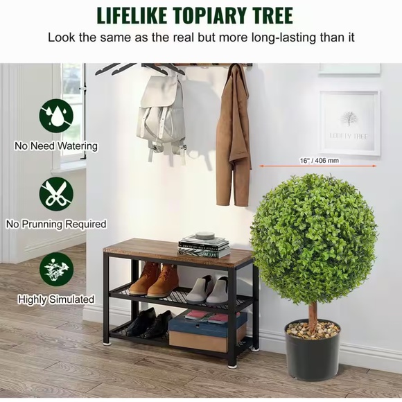 Artificial Topiaries Boxwood Trees 22 in. With Containers Ball-Shape (2- pieces) - Picture 2 of 4